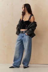 Áo dây crop nhung kimchiblu xuất xịn