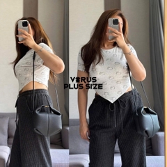 Áo crop vạt nhọn thun gân f21