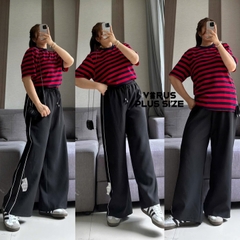 [virusplussize]Áo thun xoài mng đỏ sọc xuất xịn bigsize