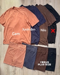 Set bộ ngố Nudds nền vải wax áo form rộng quần đùi gân ôm bigsize (nuudssetn)