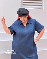 Đầm somi zip Cato bigsize fom suông jean mềm thoải mái bigsize(catodzip)