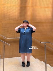 Đầm somi zip Cato bigsize fom suông jean mềm thoải mái bigsize(catodzip)