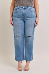[virusplussize][khonhc]Quần jean Disclose bigsize ống đứng rách xẻ gấu