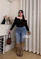 Áo thun bẹt vai tay dài Fashion bigsize