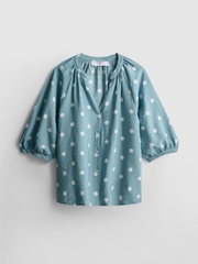Áo cổ V nút primark tay phồng bigsize xuất xịn