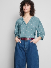 Áo cổ V nút primark tay phồng bigsize xuất xịn