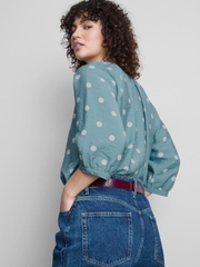Áo cổ V nút primark tay phồng bigsize xuất xịn