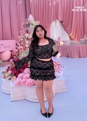 Set ren f21plus áo tay loe / váy đuôi cá bigsize (lẻ)(9312)