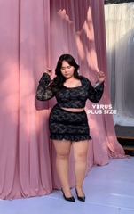 Set ren f21plus áo tay loe / váy đuôi cá bigsize (lẻ)(9312)