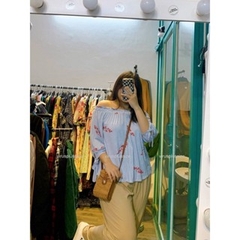 [viruSpluSSize]sale outlet - Áo bẹt vai olive xuất xịn bigSize