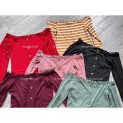 [viruSpluSSize]sale outlet - Áo bẹt vai AERO cổ cuốn biên BigSize xuất xịn