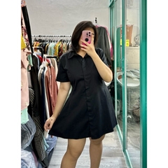 [viruSpluSSize]Áo Somi alfani tay ngắn form dài bigSize Trắng/ đen