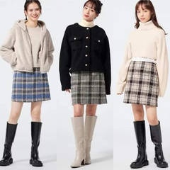 [viruSpluSSize]Chân Váy GU tweed mùa thu đông xuất xịn bigSize