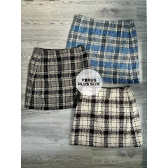 [viruSpluSSize]Chân Váy GU tweed mùa thu đông xuất xịn bigSize