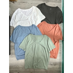 Áo thun trơn cổ tim gap bigSize xuất xịn