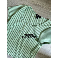[viruSpluSSize]áo crop f21 thun tăm họa tiết kẻ Sọc baSic bigSize