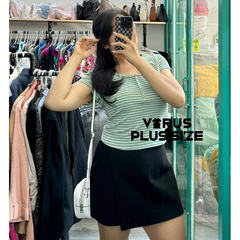 [viruSpluSSize]áo crop f21 thun tăm họa tiết kẻ Sọc baSic bigSize