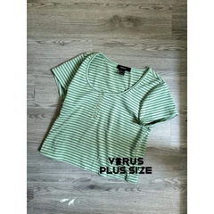 [viruSpluSSize]áo crop f21 thun tăm họa tiết kẻ Sọc baSic bigSize