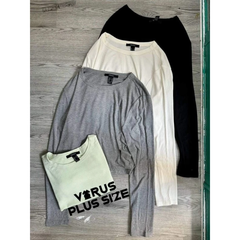 [viruSpluSSize]Áo croptop f21 thun gân tay dài bigSize(9940)