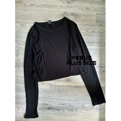[viruSpluSSize]Áo croptop f21 thun gân tay dài bigSize(9940)