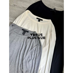 [viruSpluSSize]Áo croptop f21 thun gân tay dài bigSize(9940)