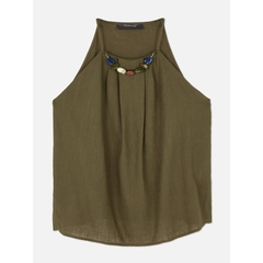 [viruSpluSSize]Áo kiểu Primark yếm phối charm đá bigSize