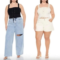 [viruSpluSSize]áo corSet F21 lace up bigSize(7515)
