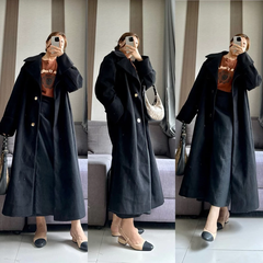 [virusplussize]áo dạ đen cổ bẻ river island bigsize