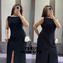 [virusplussize]Đầm xoài mng thun ponte xẻ truớc xuất xịn bigsize