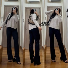 [viruSpluSSize]quần Tregging GJ xẻ gấu chất thu da lộn co giãn bigSize