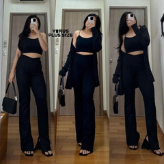 [viruSpluSSize]quần Tregging GJ xẻ gấu chất thu da lộn co giãn bigSize