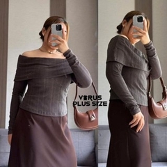 [viruSpluSSize]Áo bẹt vai f21pluS thun gân bigSize xúât xịn(7562)
