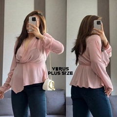 [viruSpluSSize]Áo peplum FaShion voan thanh lịch bigSize