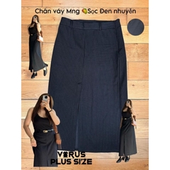 [viruSpluSSize]Chân váy Xoài mng midi Sọc xẻ truớc bigSize
