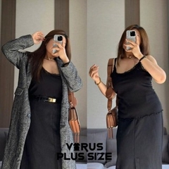[viruSpluSSize]Chân váy Xoài mng midi Sọc xẻ truớc bigSize