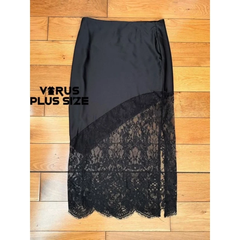 [virusplussize]Set áo cúp ngực/ chân váy lụa mix luới bigsize xuất xịn(có tách lẻ)