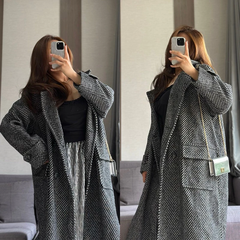 [virusplussize]áo dạ mua đông m&s sọc nhuyễn bigsize form dài
