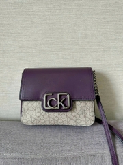 Túi Xách CK Logo Bạc Gập Tím Xuất Xịn