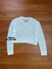 Áo len crop Tommy mỏng nhẹ xuất xịn bigsize