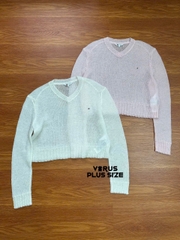 Áo len crop Tommy mỏng nhẹ xuất xịn bigsize
