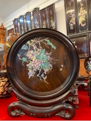 Đĩa gỗ trắc khảm Ốc