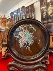 Đĩa gỗ trắc khảm Ốc