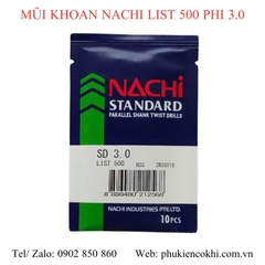 Mũi khoan Nachi list 500 phi 1.5 đến phi 10