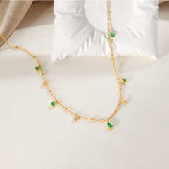 Dây chuyền titan vàng charm xanh lá 2600133