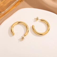 Bông tai titan mạ vàng tròn 2500145