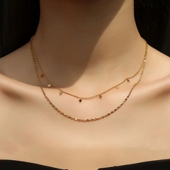 Dây chuyền titan mạ vàng charm nhí dây đôi 2500149