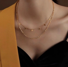 Dây chuyền titan mạ vàng charm nhí dây đôi 2500149