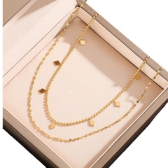 Dây chuyền titan mạ vàng charm nhí dây đôi 2500149