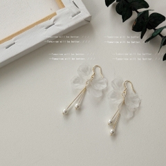 Bông tai hoa trắng chuôi bạc 925 2500015