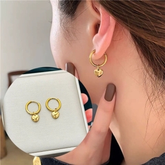Bông tai titan mạ vàng tim nhỏ 2500157